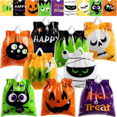 108 Pcs Halloween Drawstring Treat Bags, 9 Character Designs, Mini Candy Goodie Bags