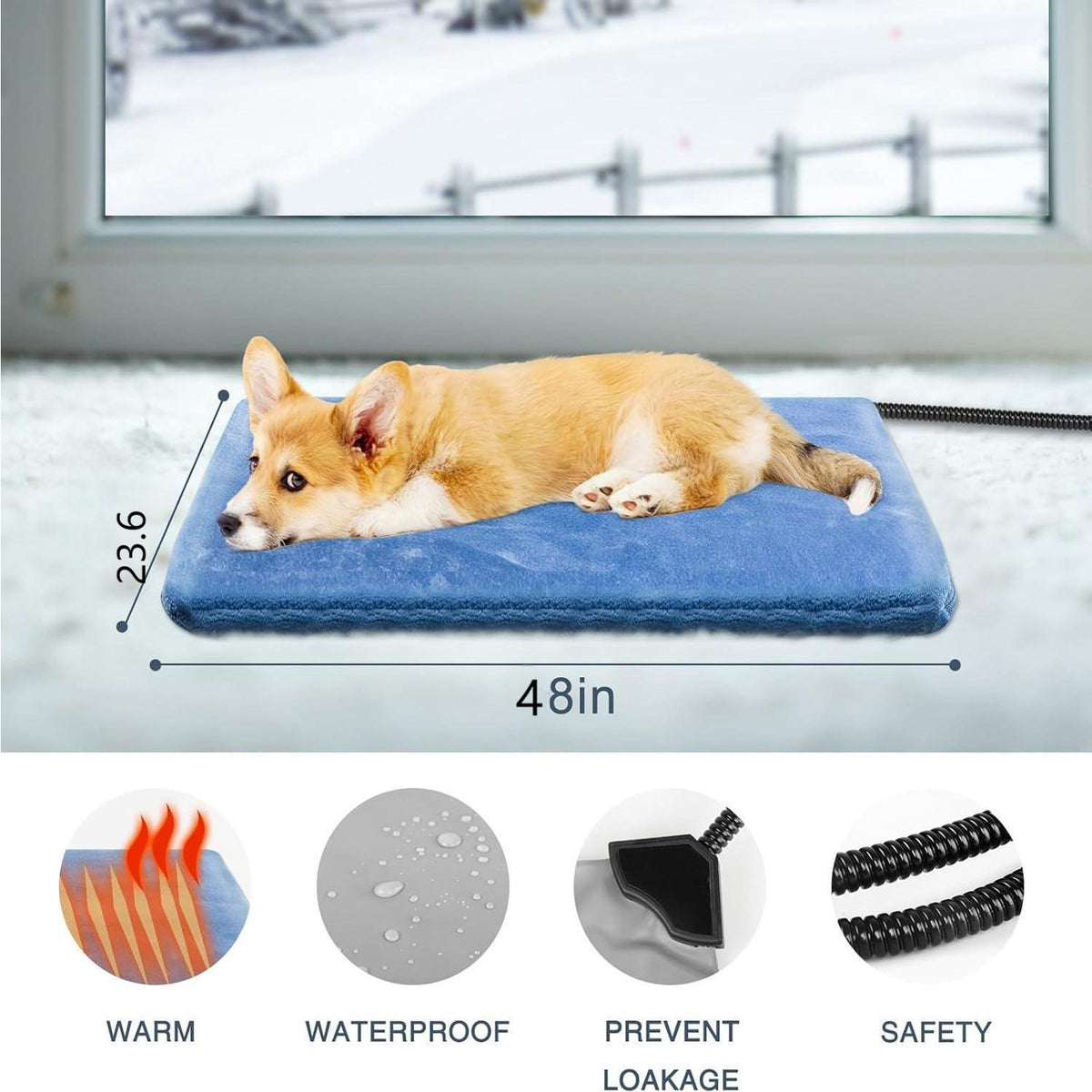 Waterproof pet heating pad, view 2