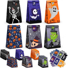 24-Piece Halloween Treat Bags With Stickers, Trick Or Treat Gift Bags For Kids And Halloween Party Favors