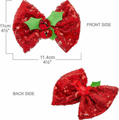 Christmas Holly Dog Collar with Bowtie, Small Adjustable 12"-16" Neck, Holiday Collar for Small Dogs