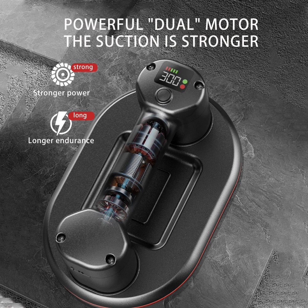 Electric Vacuum Suction Cup 300KG Load Heavy Duty Granite Tile Glass Lifter & Intelligent Display Industrial Grade