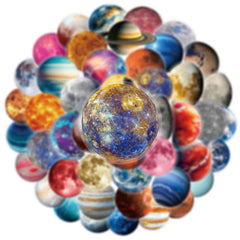10/30/50pcs Transparent Planet Space Station Stickers Cartoon PET Graffiti Decals DIY Stationery Phone Laptop Sticker Wholesale