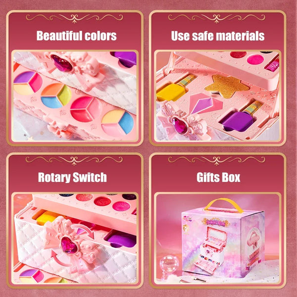 Makeup Toy for Girls Princess Suitcase Box Playing Non-toxic Nail Polish Lipstick Beauty Fashion Children 3 Years Birthday Gifts