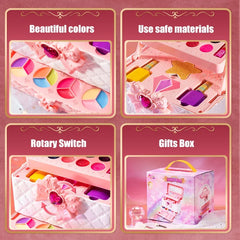 Makeup Toy for Girls Princess Suitcase Box Playing Non-toxic Nail Polish Lipstick Beauty Fashion Children 3 Years Birthday Gifts