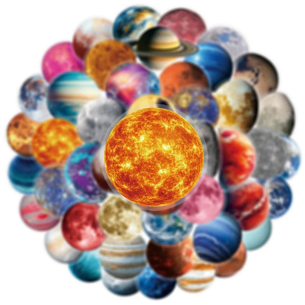 10/30/50pcs Transparent Planet Space Station Stickers Cartoon PET Graffiti Decals DIY Stationery Phone Laptop Sticker Wholesale