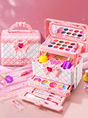 Makeup Toy for Girls Princess Suitcase Box Playing Non-toxic Nail Polish Lipstick Beauty Fashion Children 3 Years Birthday Gifts