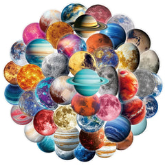 10/30/50pcs Transparent Planet Space Station Stickers Cartoon PET Graffiti Decals DIY Stationery Phone Laptop Sticker Wholesale