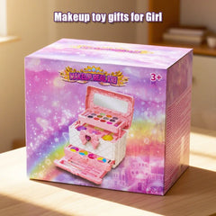 Makeup Toy for Girls Princess Suitcase Box Playing Non-toxic Nail Polish Lipstick Beauty Fashion Children 3 Years Birthday Gifts