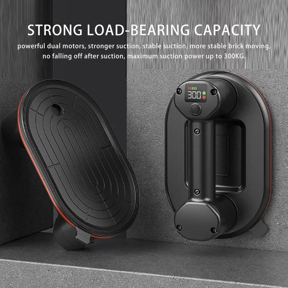 Electric Vacuum Suction Cup 300KG Load Heavy Duty Granite Tile Glass Lifter & Intelligent Display Industrial Grade