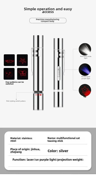 Three colors, multifunctional laser pen, infrared pattern, cat walking, cat teasing stick, pet supplies, cat teasing toys