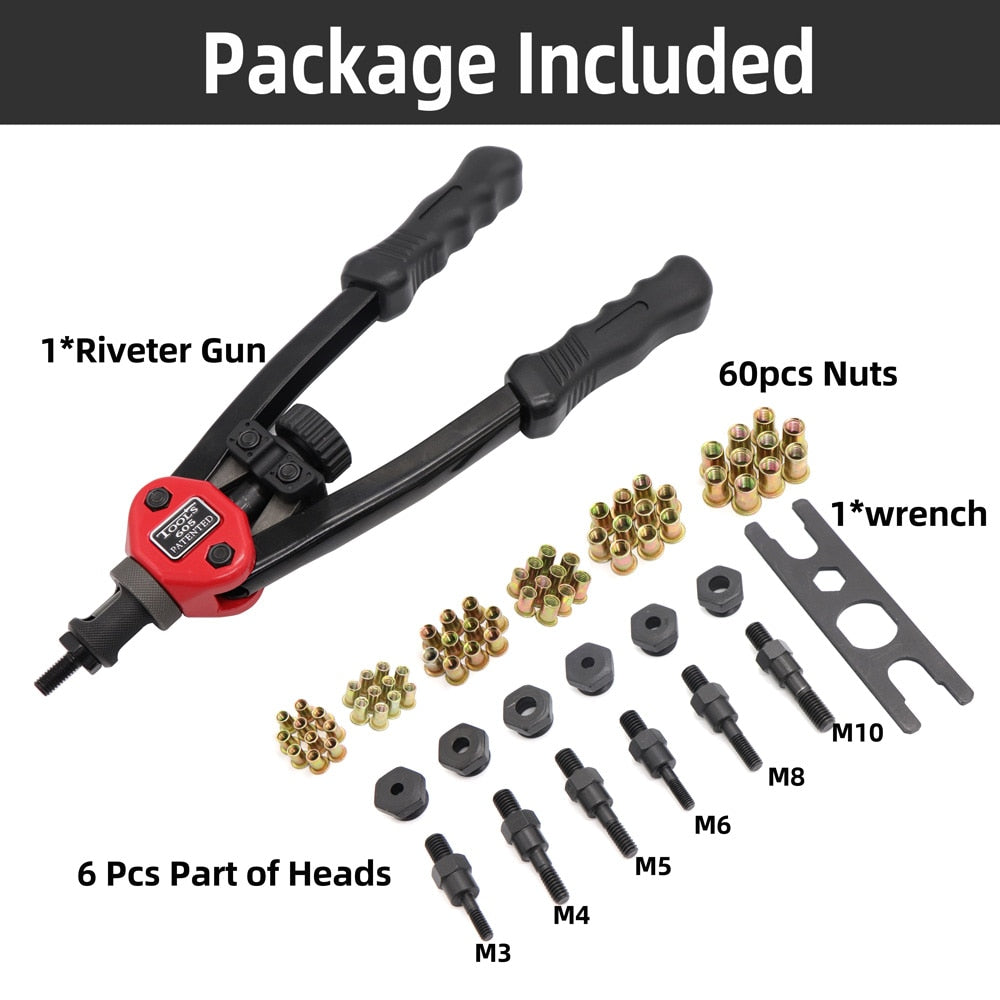 RivetTool® - Hand Threaded Rivet Nuts Guns with Nuts