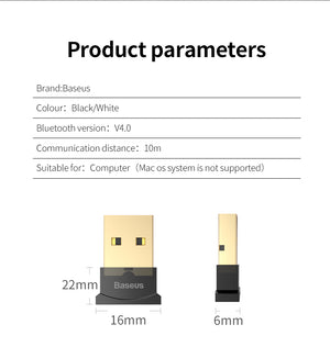 BTUSB® - USB Bluetooth Adapter Dongle For Computer PC PS4