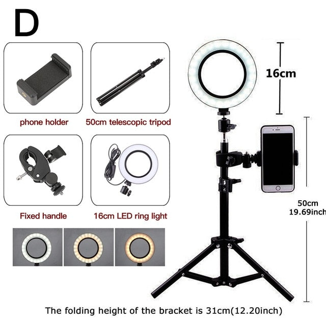 SelfieRing6® - 6" Selfie Ring Light LED Studio Photography Tripod