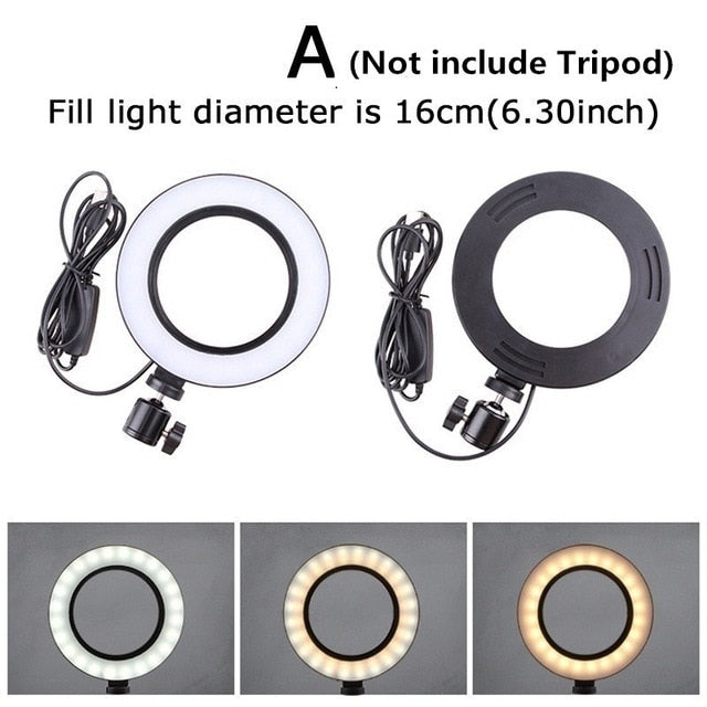 SelfieRing6® - 6" Selfie Ring Light LED Studio Photography Tripod