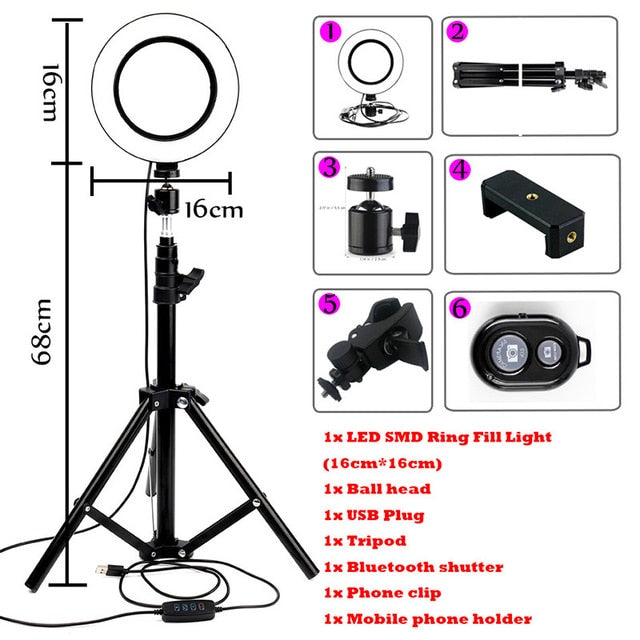 SelfieRing14® - LED Ring Light Photo Studio Camera Light Photography Dimmable Video light for Youtube Makeup Selfie with Tripod Phone Holder